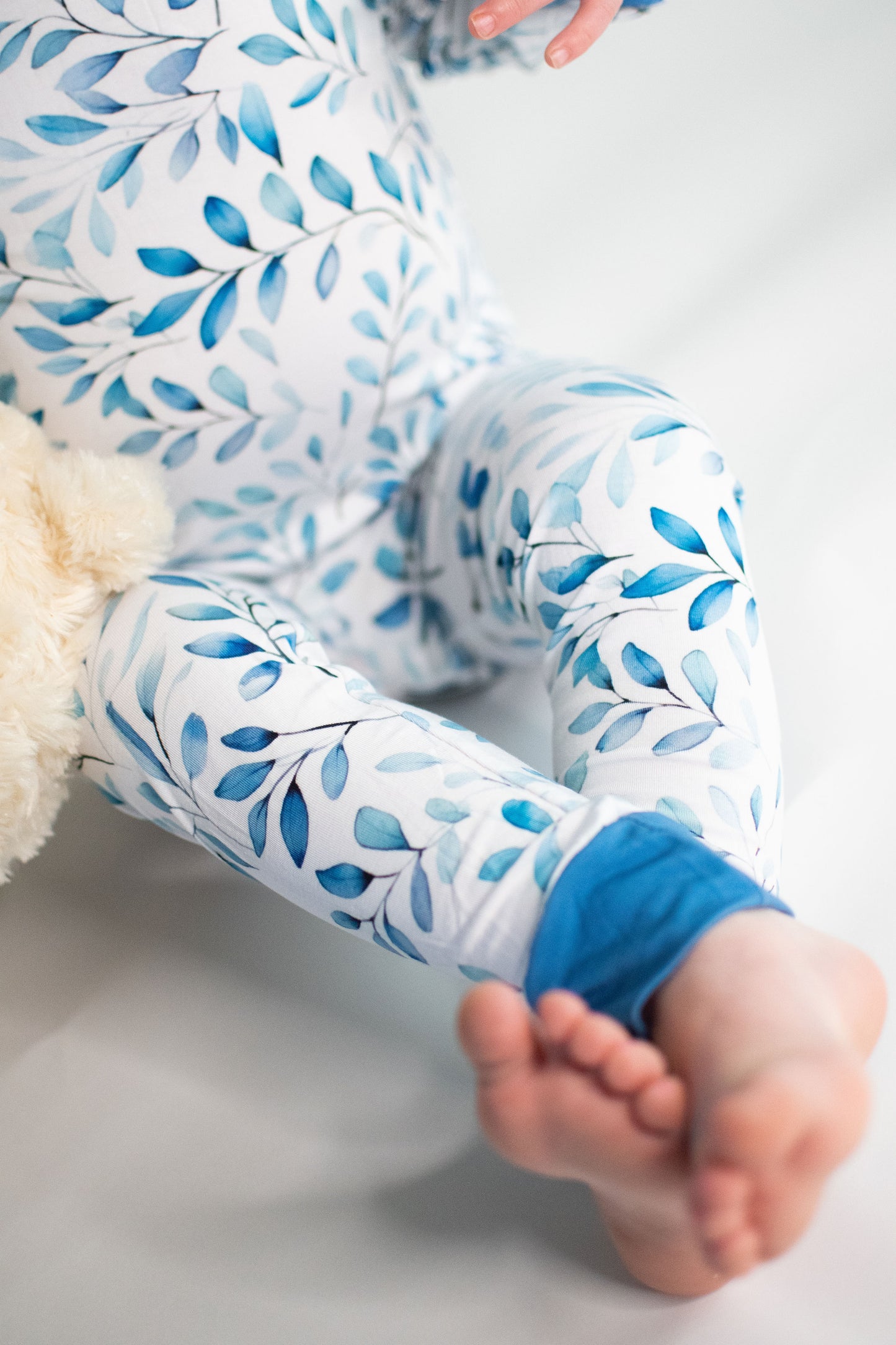 Dusty Blue Floral Two-Piece Pajama Set
