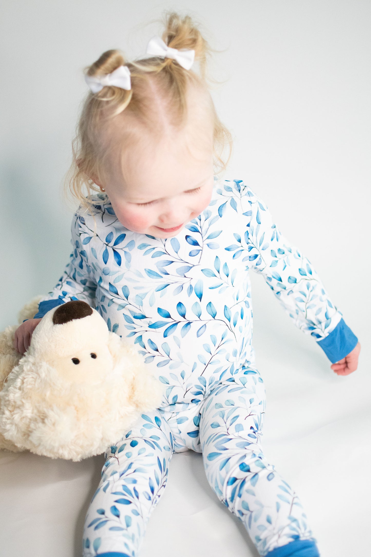 Dusty Blue Floral Two-Piece Pajama Set